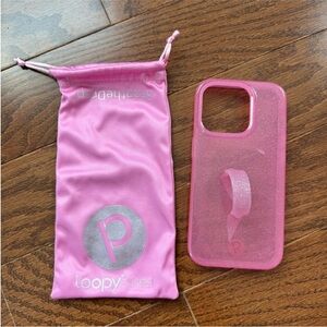 Loopy Case iPhone 15 Pro Clear Sparkle Pink